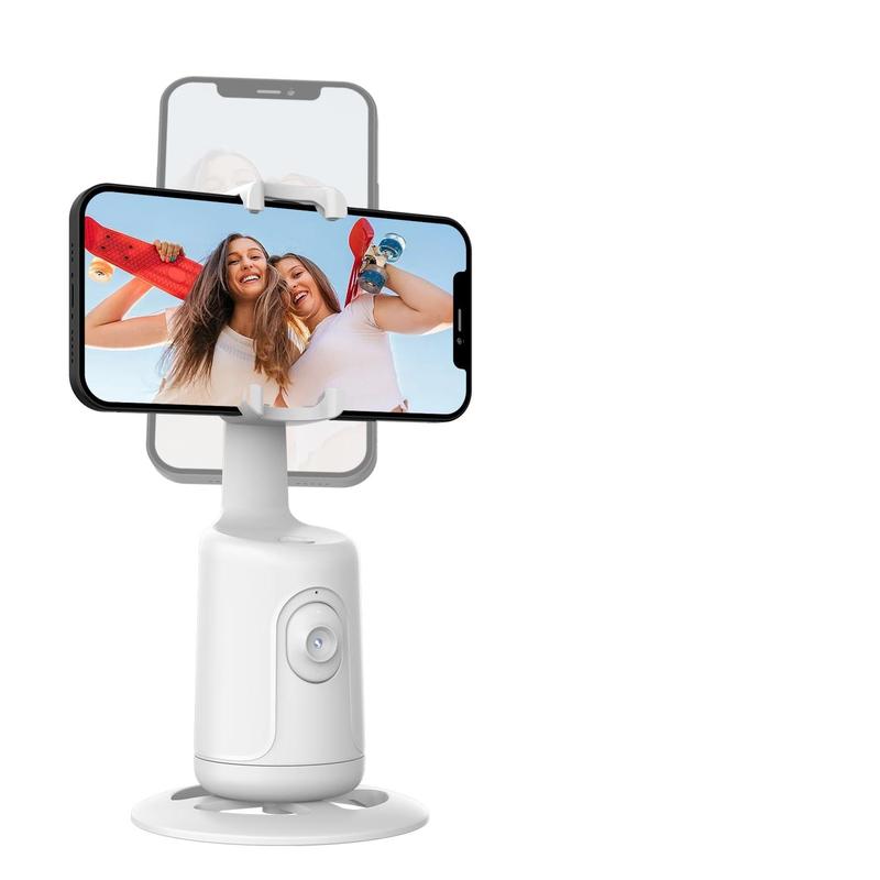 360° Rotatable Smart Phone Holder, 1 Count AI Face Recognition 360° Panoramic Smart Gimbal, Live Streaming & Selfie Accessories, Stocking Fillers Gift