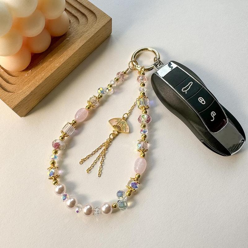 Cute Keychain Phone Charm, Beaded Phone Case Pendant, Phone Strap for Women & Girls, Fashion Phone Accessories for iPhone