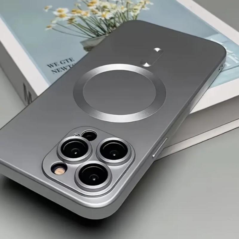 Magnetic Phone Case with 4 Lens Protector, 1 Count Solid Color Phone Protective Cover, Phone Accessories for iPhone 11 12 13 14 15 16 Series