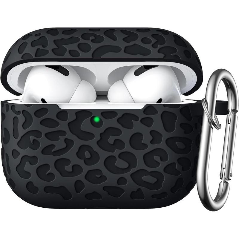 Compatible with Airpods Pro 2nd Generation Case, Flower Engraved Soft Silicone Skin Cover Full Protective Case for Apple AirPods Pro Case 2nd Airpod Pro Case Cover,Front LED Visible,Black