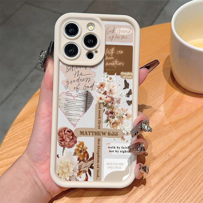 Floral Pattern Phone Case, Anti-drop Phone Protective Cover, Phone Accessory Compatible with iPhone 11 12 13 14 15 Pro Max