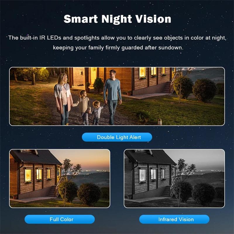 360° Rotatable Security Camera, Wireless Outdoor Security Camera, Outdoor Security Camera with 2-Way Talk & Color Night Vision Function for Home