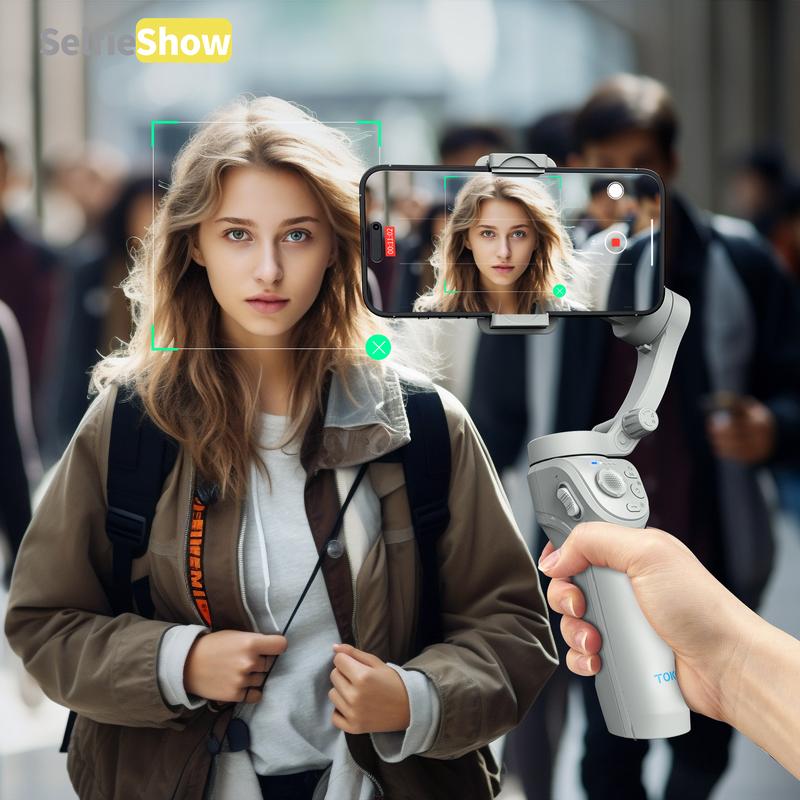 Handheld pan tilt three-axis mobile phone stabilizer with anti shake fill light intelligent facial follow-up Accessories Cellphone Smartphone