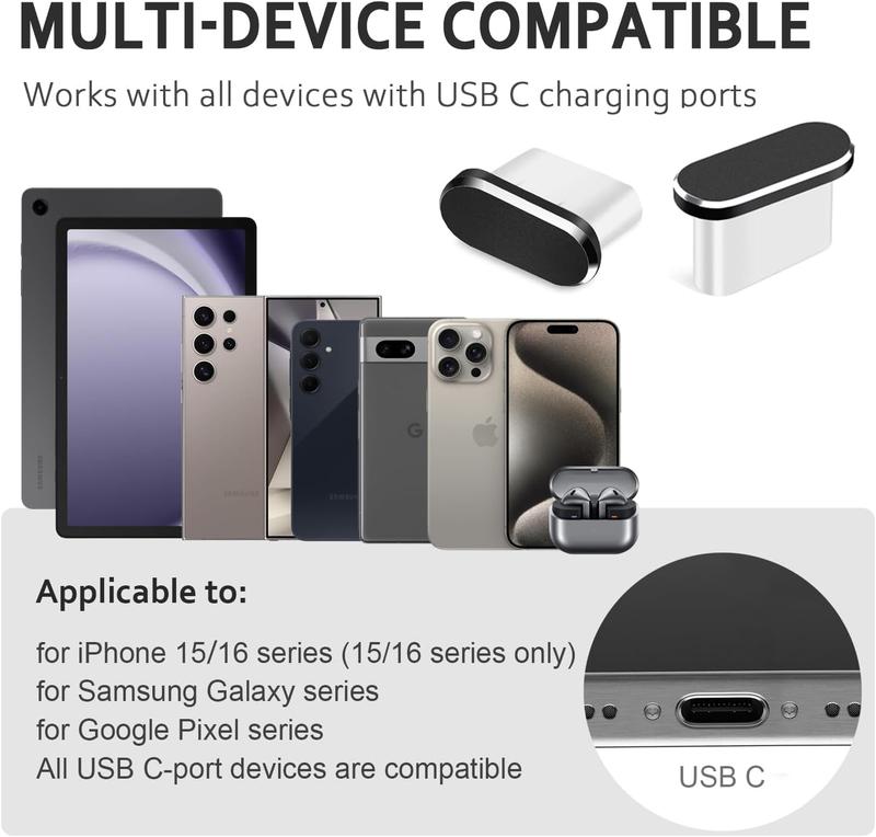 USB C Dust Plug, 4 Pack USB C Dust Cover Type C Anti Dust Port Plug  Port Protector Cap with Speaker Dust Cover for  15,16 Series,  Galaxy S24-S20,Note,A Series, All USB C Devices