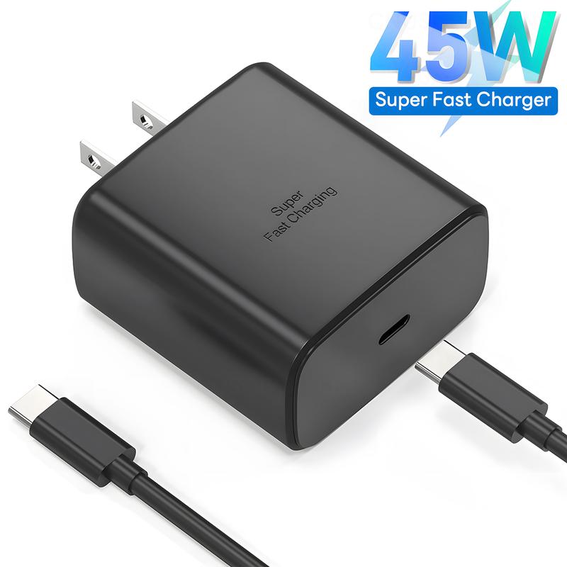 1-2Pack 45W Super Fast Charger, USB Type C Wall Charger With 6.6FT Fast Charging Cable For Samsung Galaxy S24 S23 Note 20 Ultra, Mobile Smartphone Accessories