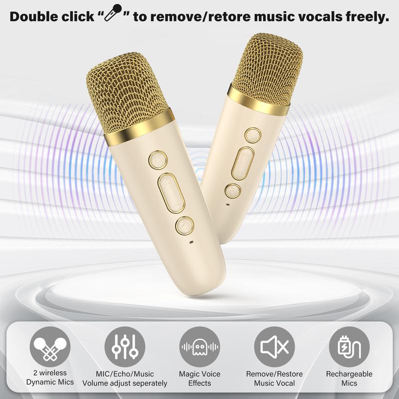 JYX D17 Mini Karaoke Machine with Wireless Microphones Mini Partybox