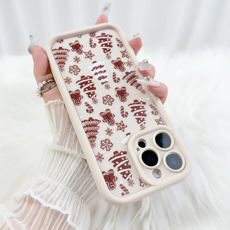 Christmas Tree Gingerbread Man Pattern Phone Case, Decorative Phone Accessories Compatible with iPhone 16 Pro Max Case 11 12 13 14 15