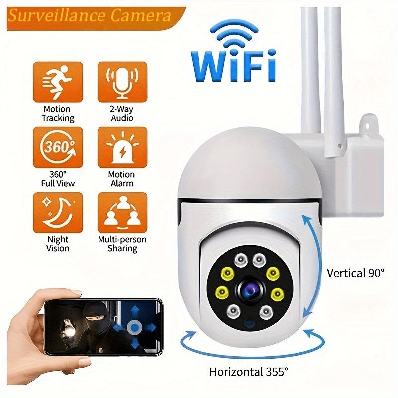 1080P HD Indoor Outdoor Security Camera with 2-Way Audio, WiFi Connectivity, Motion Tracking, Color Night Vision - Perfect for Youngsters & Pet Safety(without SD card)