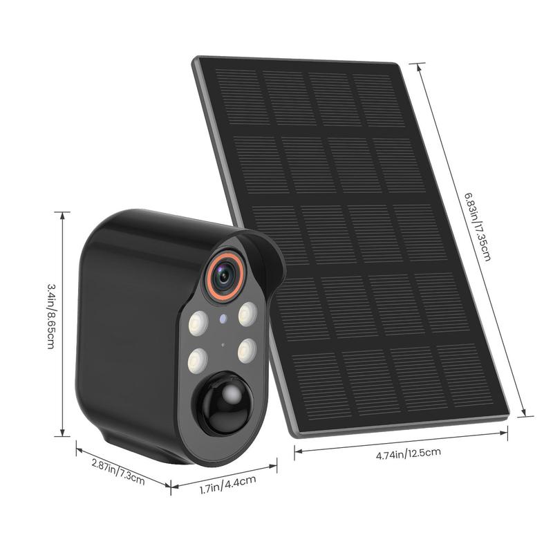 Wireless Solar Security Camera, HD Colorful Night Vision Camera Security with AI Human Detection, IP65 Weather-Resistant Security Cameras for Outdoor Surveillance Use, Home Security Cameras, Outdoor CCTV