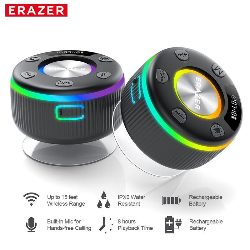 ERAZER XM102 Wireless Speaker, Portable Waterproof Speaker with Suction Cup, Rechargeable Speaker for Home, Party, Outdoor, Beach