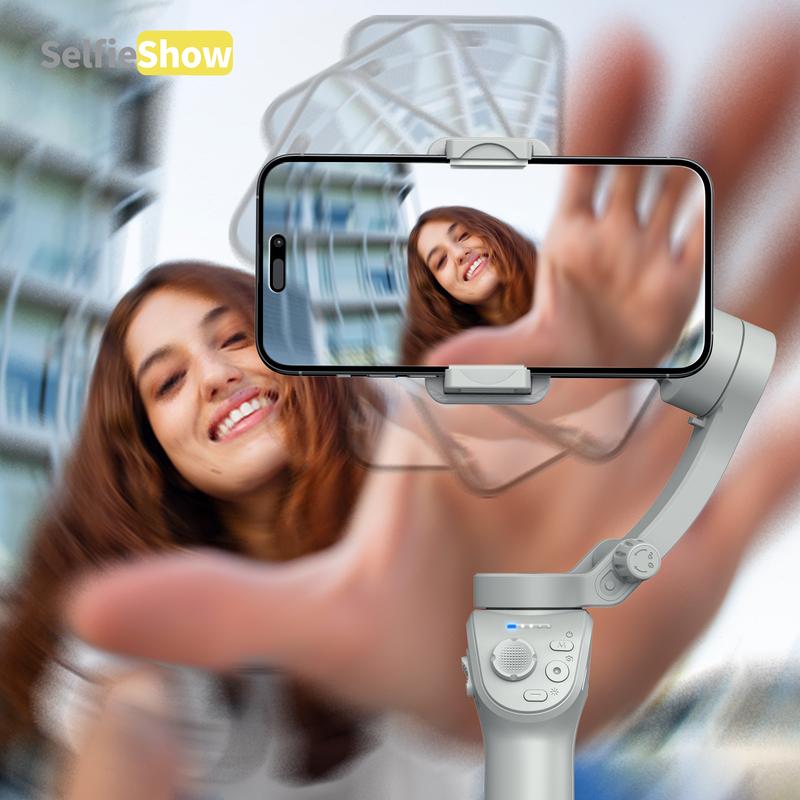 Handheld pan tilt three-axis mobile phone stabilizer with anti shake fill light intelligent facial follow-up Accessories Cellphone Smartphone