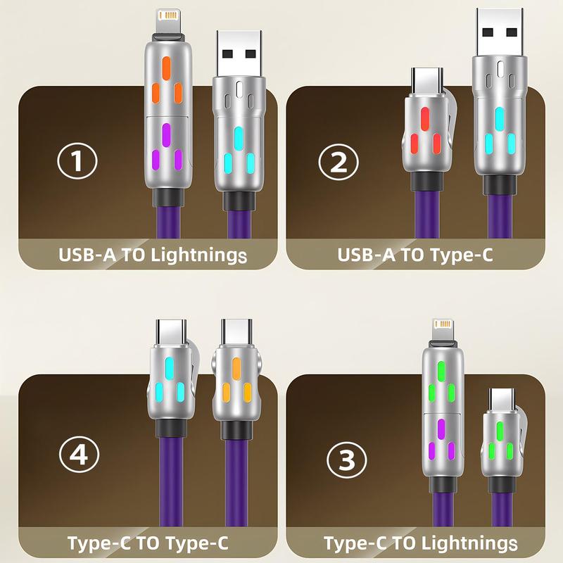 4 in 1 Phone Charging Cable, 240W PD Fast Charging Data Cable, Charging Cable Compatible with Smart Devices, Universal Charging Cable