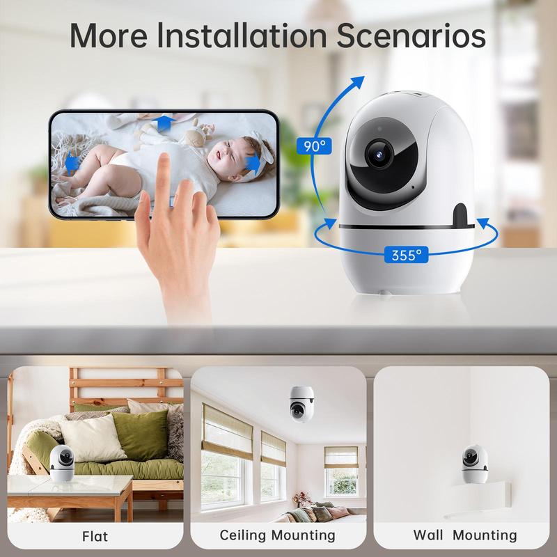 Indoor Security Camera 3MP - Pet Monitor with Night Vision, 2-Way Audio, and Motion Detection Alarm pet camera