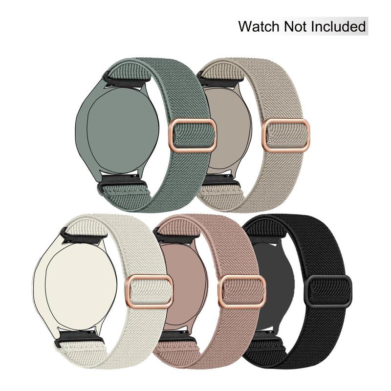 Elastic Watch Band, Soft Nylon Band, Replacement Watch Band (5 Counts), Fashion Wearable Accessories Compatible with Samsung Galaxy Watch