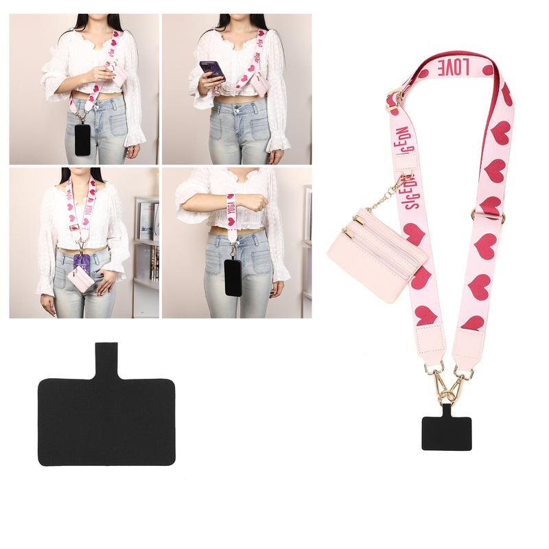 Phone Strap With Zippered Pouch, Clip And Go Strap For Phone With Wallet Crossbody, Adjustable And Detachable Cross Body Phone String With Zipper Wallet Pouch, Mobile Wristband With Pouch, Birthday Gift, Valentine's Day Gift For Boyfriend, Girlfriend