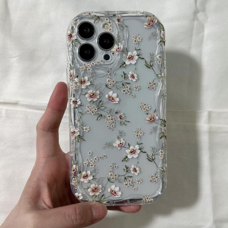 Floral Pattern Clear Phone Case, Decorative Phone Protector Cover, Phone Accessory Compatible With iPhone 7 8 X 11 12 13 14 15 Plus Pro Max