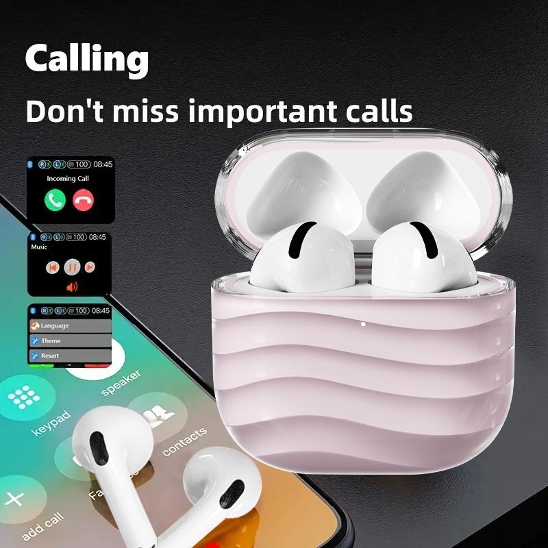 Full-Color Display Bluetooth Earphone，Touch Screen Earphone Noise Cancellation Bluetooth Earphones ， With Double Mic 500mAh Charging Case，Long Life In-Ear Lightweight Headphones Audio Headset（Buy One Get One Free Charging Case）