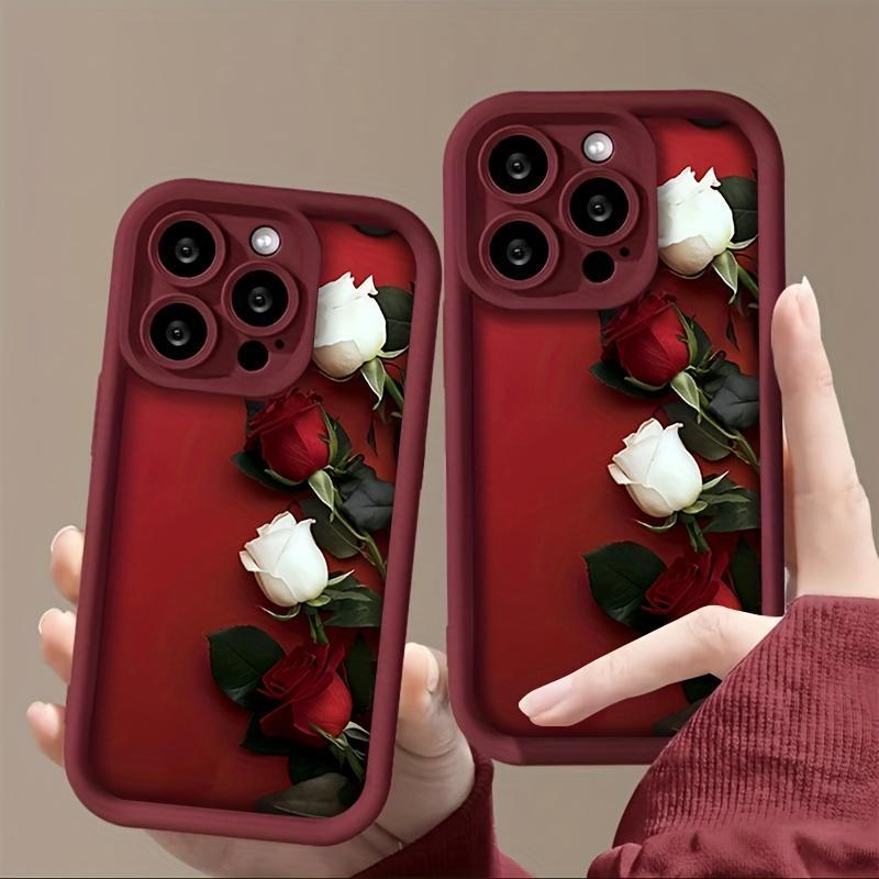 Rose Pattern Soft TPU Phone Case, Shockproof Phone Protective Cover, Phone Accessory Compatible with iPhone 11 12 13 14 15 16 Pro Max 14 15 16 Plus