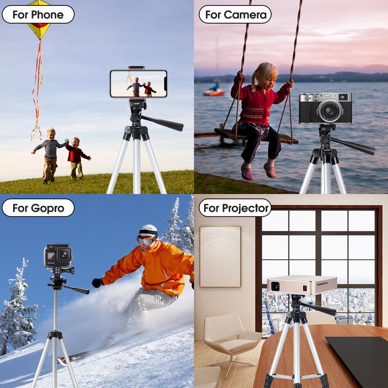 Phone Tripod,  Lightweight Tripod Stand for iPhone Camera iPad Projector, Extentable Phone and Camera Tripod with Remote and Phone Holder for Live Stream Video Travel Cell Phone Ring Light Face Tracking Tripod