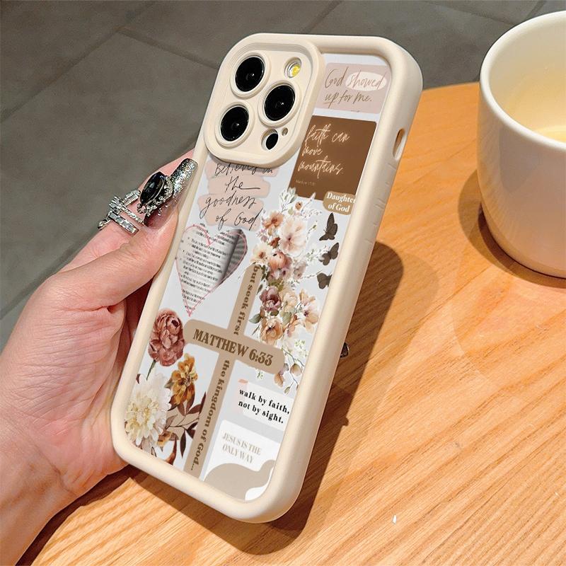 Floral Pattern Phone Case, Anti-drop Phone Protective Cover, Phone Accessory Compatible with iPhone 11 12 13 14 15 Pro Max