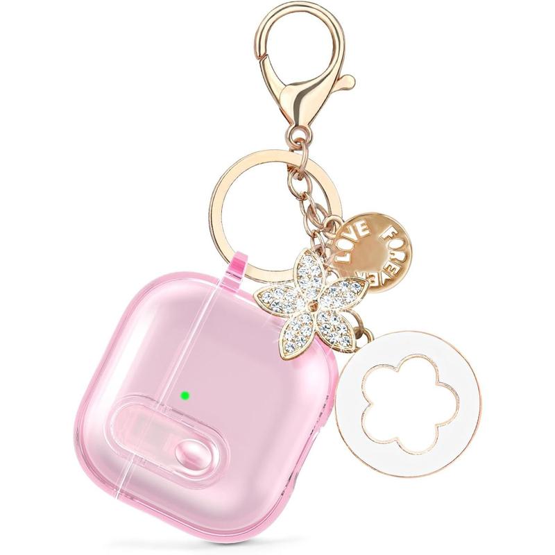 (with Safety Lock) Clear Case Compatible with Cute  Airpods 4 Cases 2024 Women,  Soft TPU Transparency Air pods 4 Gen Case iPods 4 Earbuds Case Girl Bling Keychain for Airpod iPod 4th Gen