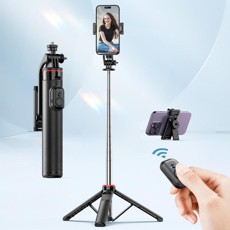 Selfie Stick & Phone Tripod with Remote, 1 Count Extendable Cell Phone Tripod & Detachable Phone Holder, Selfie Stick Tripod Stand for iPhone Samsung Huawei Xiaomi Oneplus