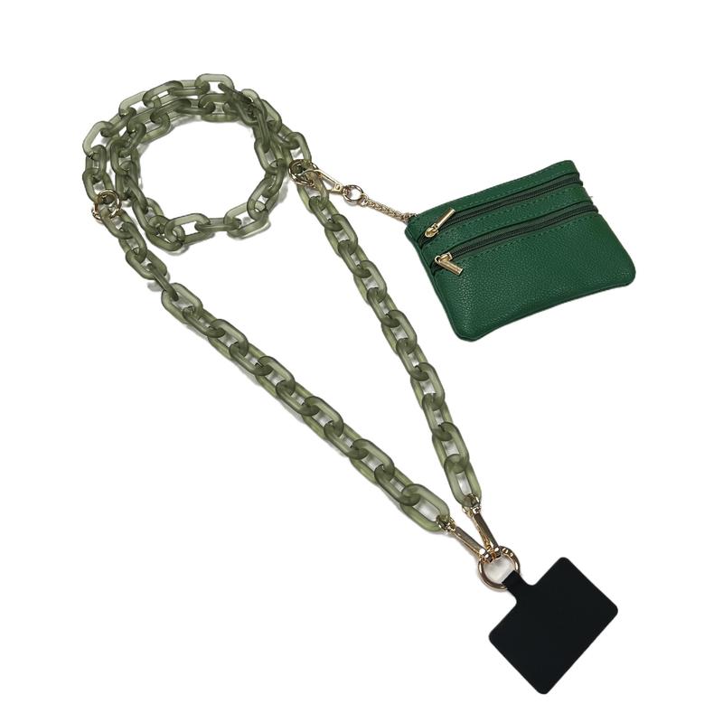 Clip-on phone strap and wallet crossbody bag phone strap with zipper pocket phone strap crossbody bag