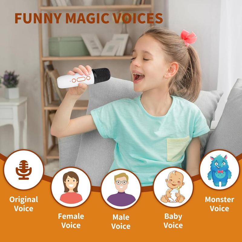 Mini Karaoke Machine for Kids Adults, Portable Bluetooth Speaker with 2 Wireless Microphones, Mini Karaoke Machine with LED Lights, Christmas Birthday Gifts Toys