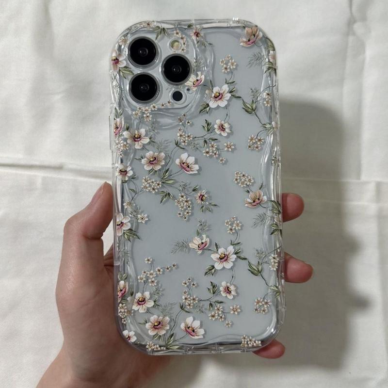 Floral Pattern Clear Phone Case, Decorative Phone Protector Cover, Phone Accessory Compatible With iPhone 7 8 X 11 12 13 14 15 Plus Pro Max