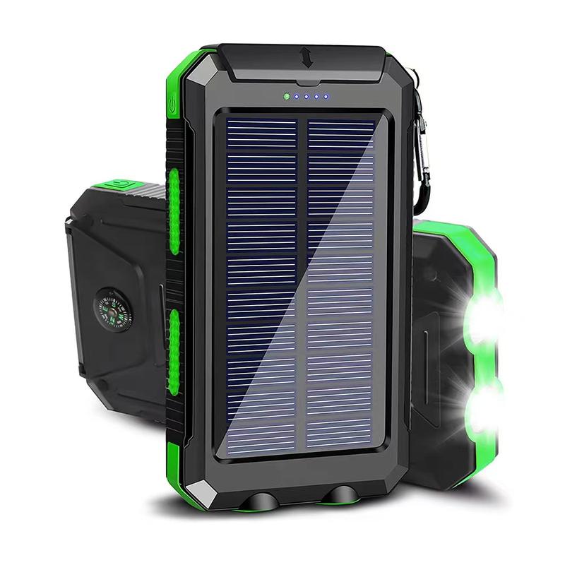 Outdoor Portable, Solar Mobile Power with Flashlight  USB  Type-C  Micro Interface  Compass for Mobile Digital Electronic Devices, Long-lasting and Durable, Travelling and Camping, Built-in LED Flashlight with Mountaineering Buckle, Best Gift Phone