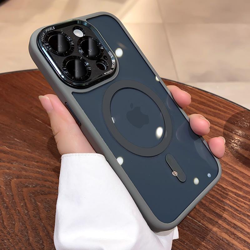 Clear Magnetic with HD Lens Film Phone case with wireless charging for iPhone 15 pro max 14 13 12