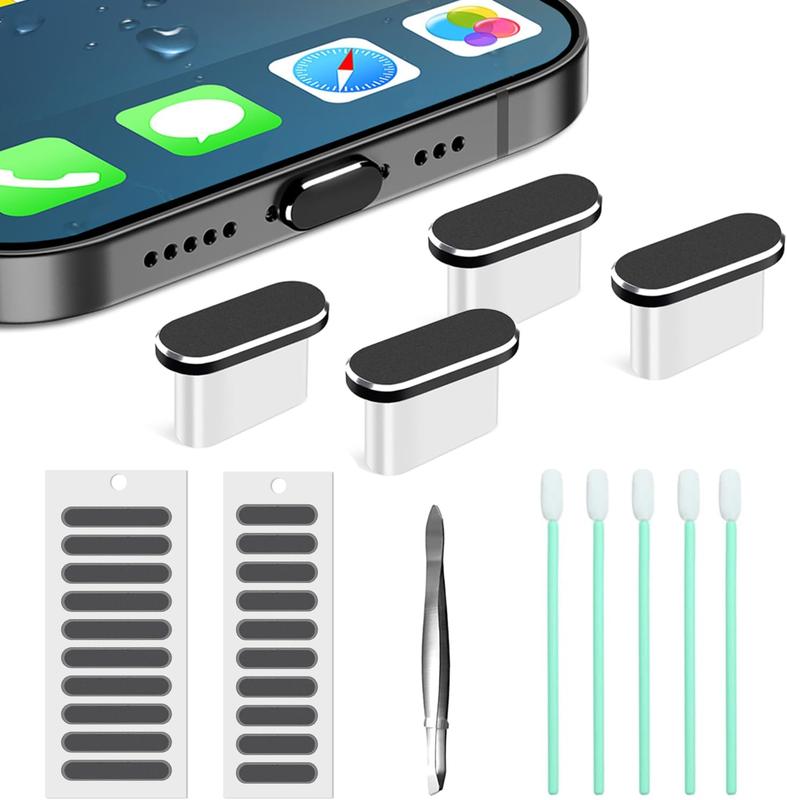 USB C Dust Plug, 4 Pack USB C Dust Cover Type C Anti Dust Port Plug  Port Protector Cap with Speaker Dust Cover for  15,16 Series,  Galaxy S24-S20,Note,A Series, All USB C Devices