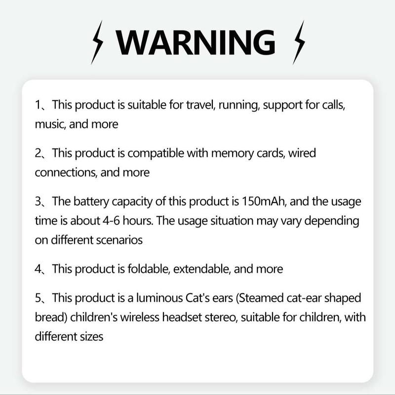 Cartoon Ear Design Foldable Wireless Microphone Headphones, Over-Ear Wireless Gaming Headphone, Portable Folding Noise Cancelling Headphones for Home Outdoor