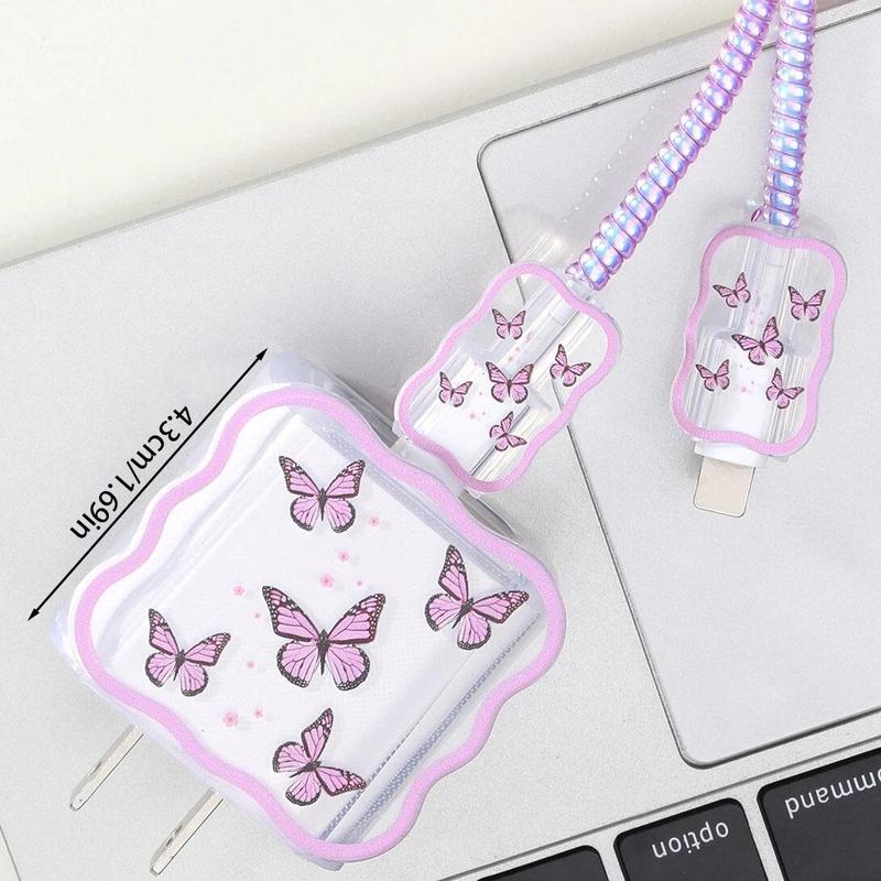 Cute Cherry Blossom Print Charger Protective Case, Charger Protective Cover, Charger Protective Case for iPhone 18W 20W Fast Charging Charger, Phone Accessories for Charger