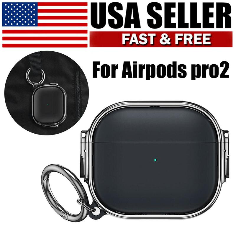 For Apple AirPods Pro 2 Shockproof Protective Dustproof Case Keychain Clip Cover Protection