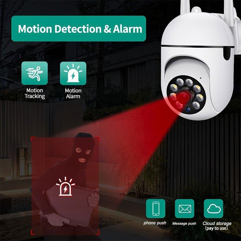 1080P HD Indoor Outdoor Security Camera with 2-Way Audio, WiFi Connectivity, Motion Tracking, Color Night Vision - Perfect for Youngsters & Pet Safety(without SD card)