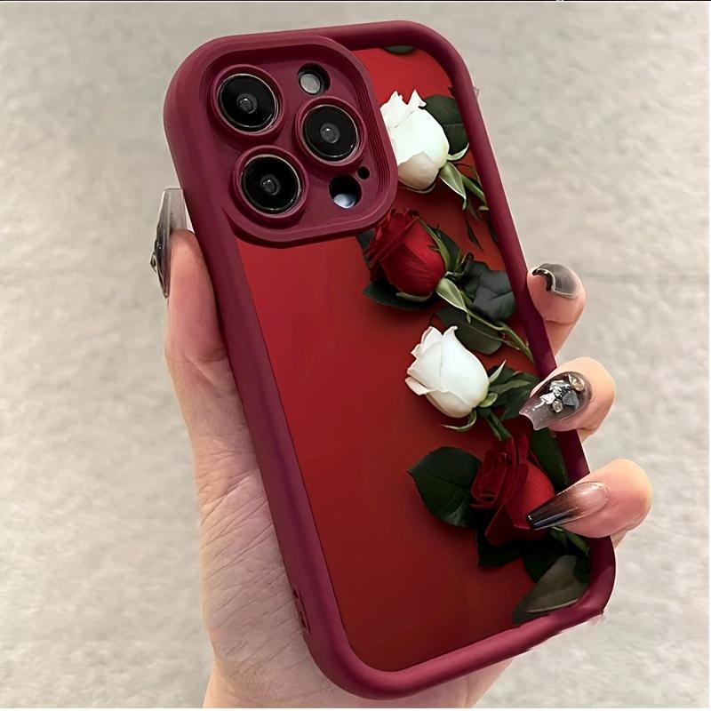 Rose Pattern Soft TPU Phone Case, Shockproof Phone Protective Cover, Phone Accessory Compatible with iPhone 11 12 13 14 15 16 Pro Max 14 15 16 Plus