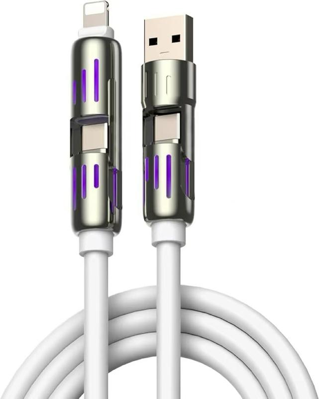 USB-C Fast ChargingCable, Lightning Type C,240W 4 in 1 cable With BreathingLight, Compatible with iPhone, iPad,Samsung, Laptops Charger