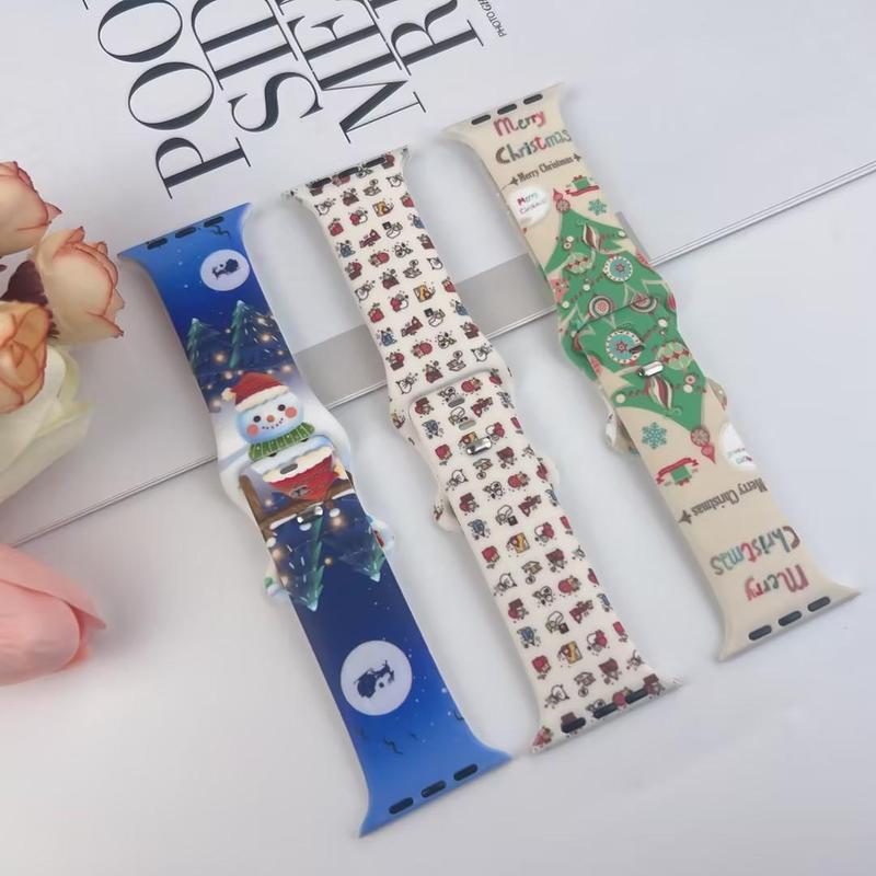 Christmas Themed Watch Band (Band Only), 1 Count Fashionable Watch Band for Men & Women, Cute Snowflake Pattern Watch Band for Apple Watch SE Series 9 8 7 6 5 4 3 2 1