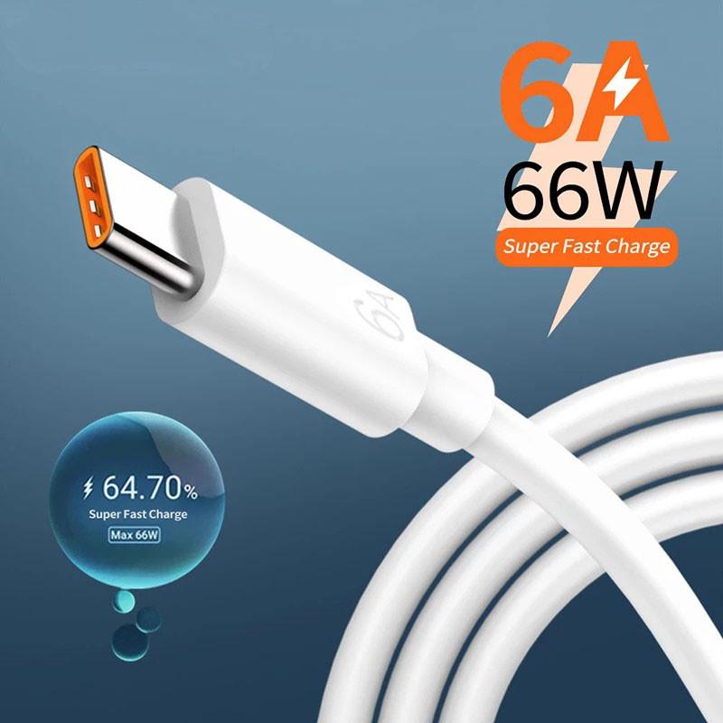 6A 66W USB Type C Super Fast Charge Cable For Huawei Mate 50 Xiaomi 14 Oneplus Realme Fast Charging USB Charger Cable Data Cord