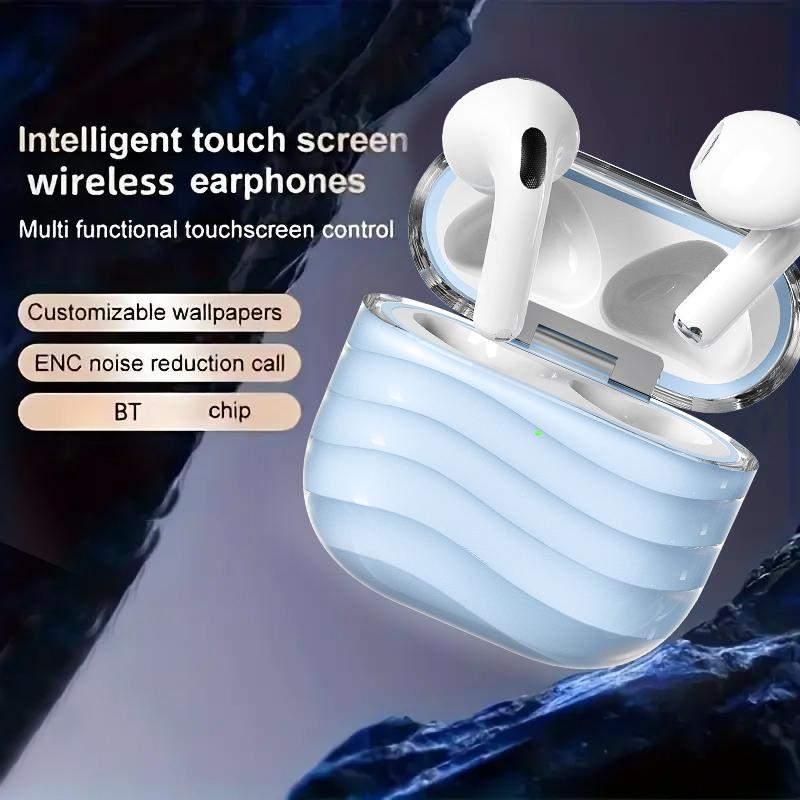 Full-Color Display Bluetooth Earphone，Touch Screen Earphone Noise Cancellation Bluetooth Earphones ， With Double Mic 500mAh Charging Case，Long Life In-Ear Lightweight Headphones Audio Headset（Buy One Get One Free Charging Case）