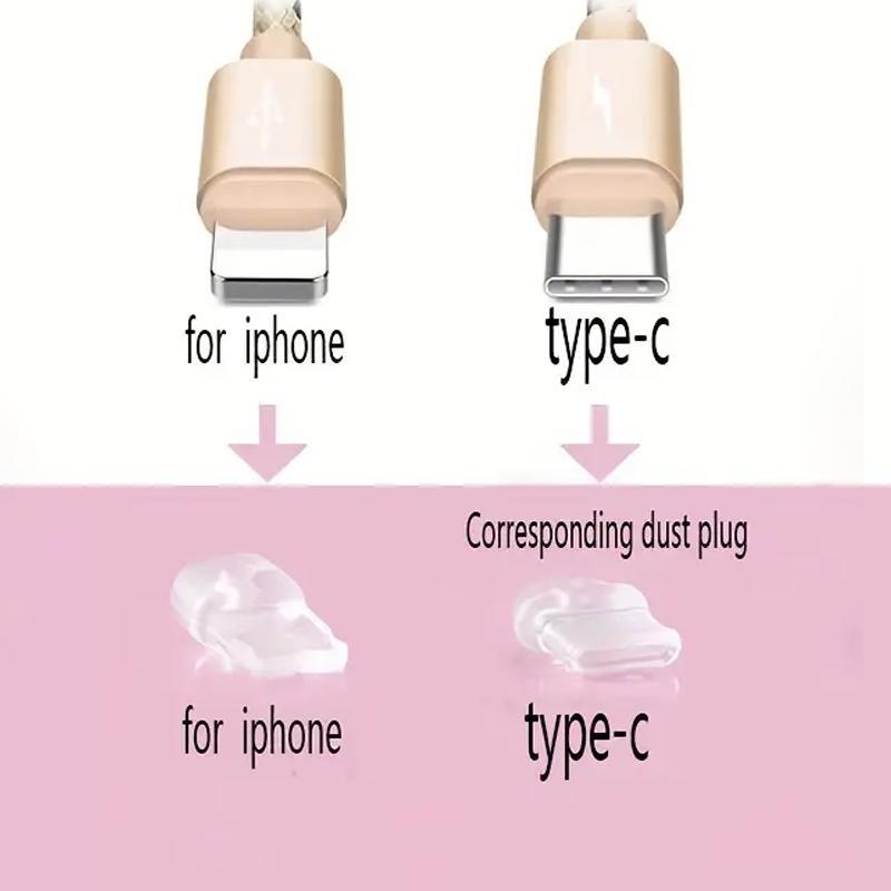 Cartoon Cat & Fish Bone Design Phone Dust Plug, 2 Counts Anti-dust Phone Plug For Lightning & Type C, Phone Accessories