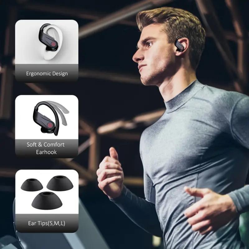 120H Long-Lasting Wireless Sports Headphones - Earbud Headphones with BT5.3, Hi-fi Stereo, ENC HD Talking, LED Power Display - Black Color Option Audio Electronic Headset