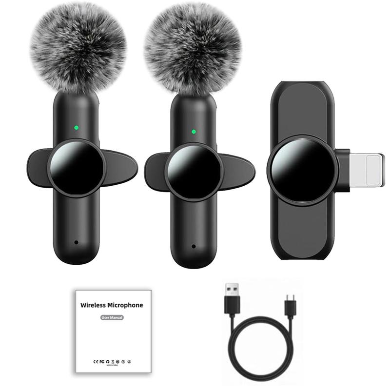 Wireless Lavalier Microphone, Professional Wireless Lavalier Microphone for iOS Devices, Recording Omnidirectional Condenser Mic for Video Interview Vlog