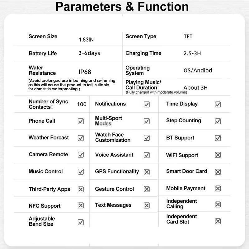 Smart Watch with Answer Make Calls Function, 1.83