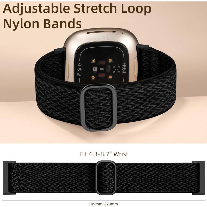 Elastic Band Compatible with Fitbit Versa 3  Sense 2  Sense Versa 4 Bands for Women Men, Sport Stretchy Breathable Sense 2 & Sense Bands Versa 3 and Versa 4 Watch Straps Replacement Wristband