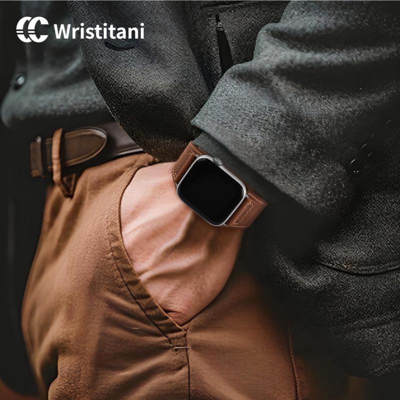 Wristitani Leather Bands Compatible With Apple Watch Band Ultra 2, 49mm 46mm 45mm 44mm 42mm For Men, Top Genuine Leather Replacement Vintage Strap for iWatch Ultra Series 10 9 8 7 SE2 SE 6 5 4