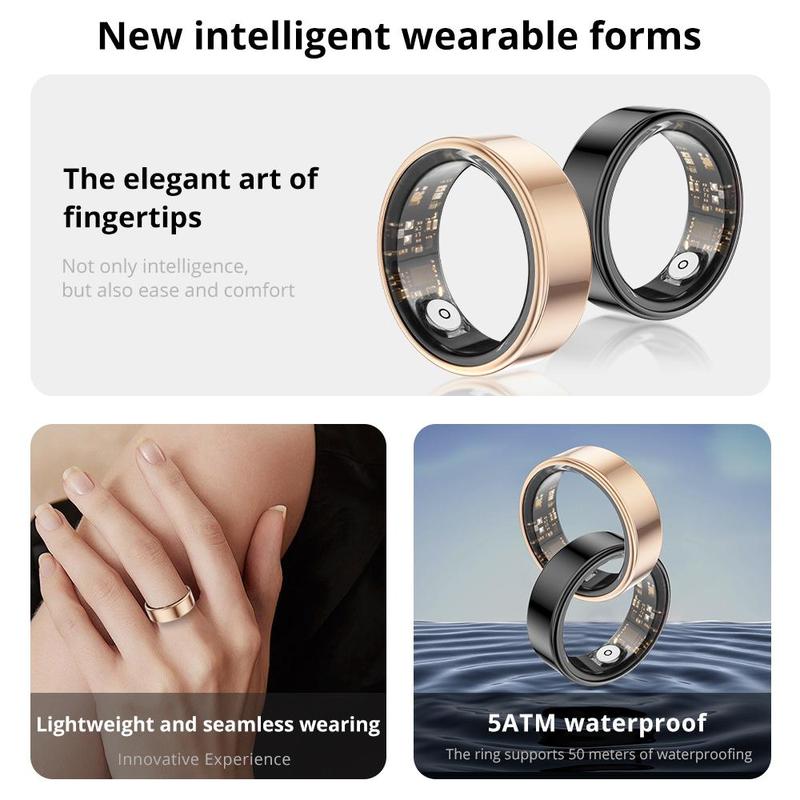 ColMi Smart Ring, Waterproof Smart Ring with Charging Compartment, Stainless Steel Ring for Couple, Fitness Tracker for Women & Men