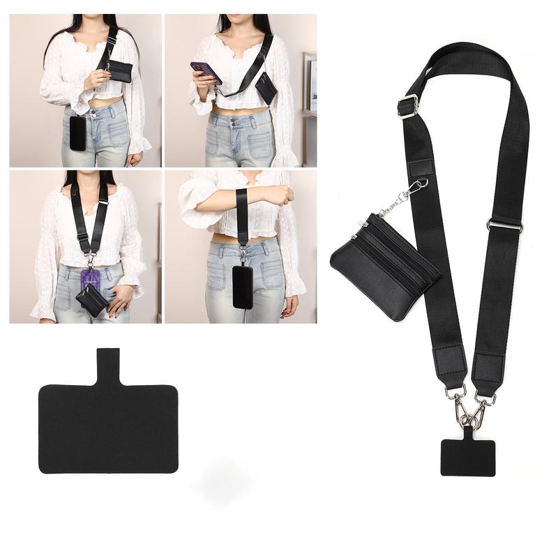 Phone Strap With Zippered Pouch, Clip And Go Strap For Phone With Wallet Crossbody, Adjustable And Detachable Cross Body Phone String With Zipper Wallet Pouch, Mobile Wristband With Pouch, Birthday Gift, Valentine's Day Gift For Boyfriend, Girlfriend