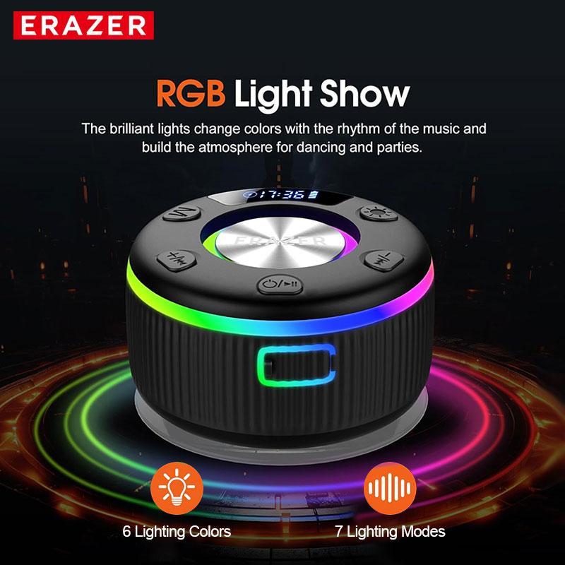 ERAZER XM102 Wireless Speaker, Portable Waterproof Speaker with Suction Cup, Rechargeable Speaker for Home, Party, Outdoor, Beach